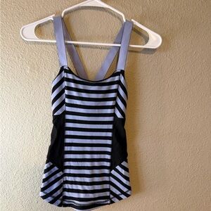 lululemon athletica Black and Blue Striped Top - Size 4